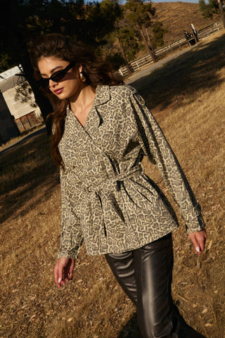 Leopard Printed Double Short Trench Coat - Born To Glam