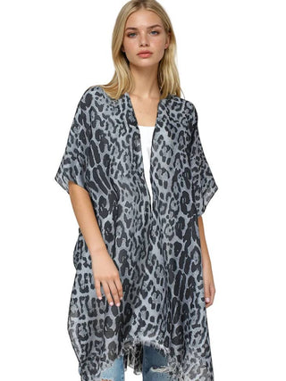 Black Leopard Kimono Animal Print Duster Festival Outfit
