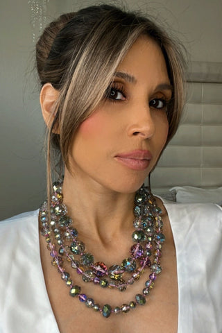 Crystal Rondelle Long Necklace - Born To Glam