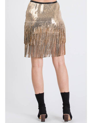 Gold Sequin Fringe Mini Skirt – supplier view 4