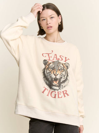 Cream Easy Tiger Graphic Sweatshirt