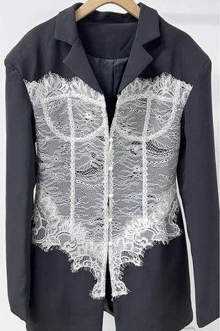 Lace Corset Detail Blazer - Born To Glam