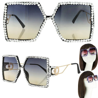 Sparkling Rhinestone Square Sunglasses - Born To Glam