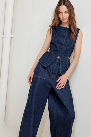 Dark Denim Vest - Born To Glam