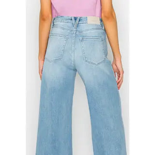 Light Wash Wide Leg Cuffed Jeans