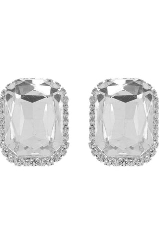 Rhinestone Octagon Cut Crystal Stud Earrings - Born To Glam