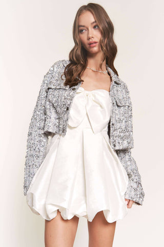 Silver Sequin Crop Jacket - Born To Glam
