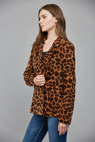 Leopard Print Double Breasted Blazer