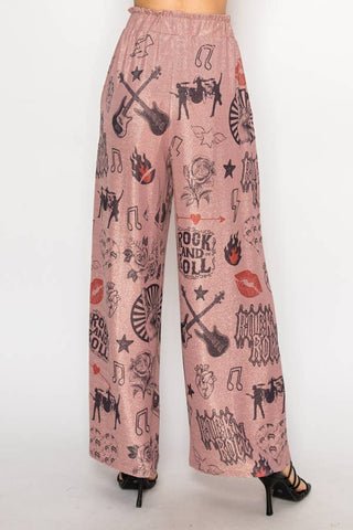 Pink Rock and Roll Lurex Palazzo Pants - Born To Glam
