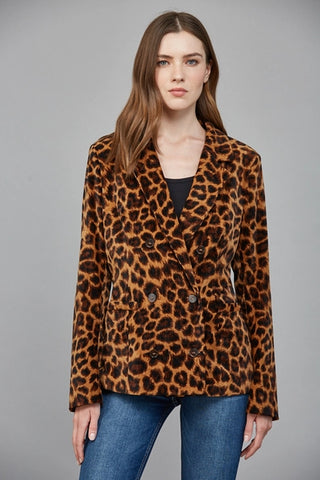 Leopard Print Double Breasted Blazer