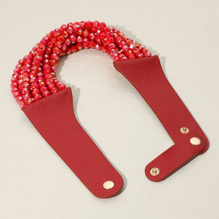 Chunky Acrylic Beaded Multi Layered Faux Leather Necklace - Born To Glam