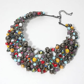 Wire Beaded Collar Necklace - Born To Glam