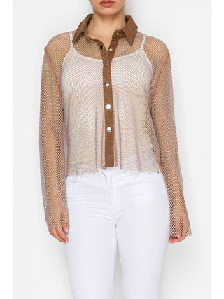 Brown Sparkly Mesh Jacket - Born To Glam