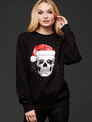 Black Skull Santa Ugly Christmas Sweater Goth Sweatshirt