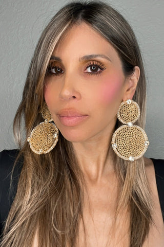 Gold & Crystal Large Statement Earring - Born To Glam