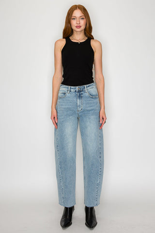Harlow Light Wash High Rise Barrel Jeans - view 5