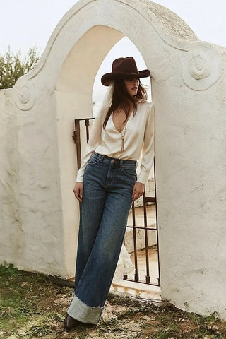 Elise Tummy Control High Rise Wide Leg Jeans