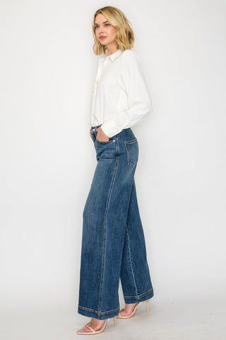 Medium Wash High Rise Palazzo Jeans - view 5