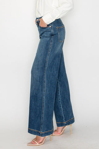 Medium Wash High Rise Palazzo Jeans - view 3