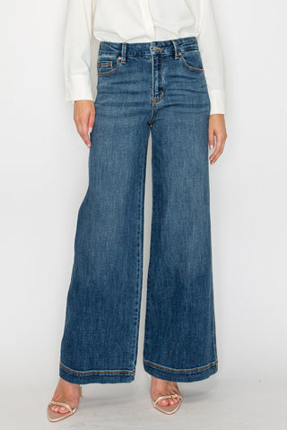 Medium Wash High Rise Palazzo Jeans - view 2