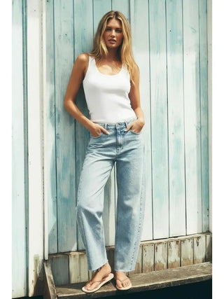 Harlow Light Wash High Rise Barrel Jeans - view 11