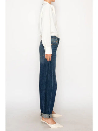 Cleo Dark Wash High Rise Barrel Jeans - view 5