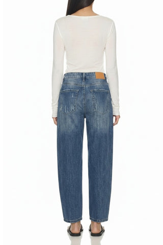 Medium Wash High Rise Relaxed Barrel Jeans - view 4