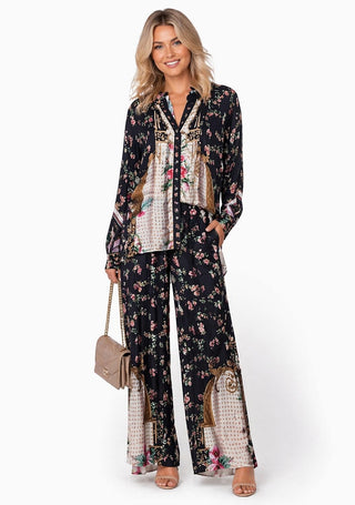 Black Floral Boho Print Top