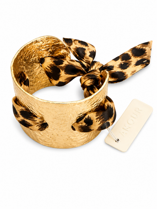 Leopard Print Gold Bangle Bracelet