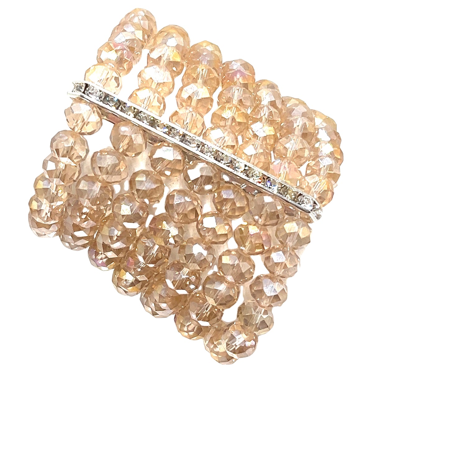 Light Champagne Iridescent Crystal Statement Bracelet - Born To Glam