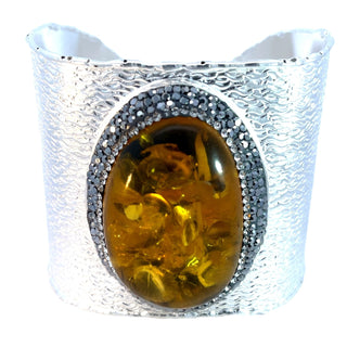 Gemstone Silver Adjustable Statement Cuff Bracelet - Born To Glam