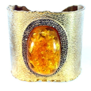 Gemstone Gold Adjustable Statement Cuff Bracelet - Born To Glam