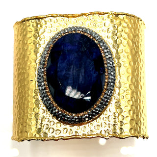 Gemstone Gold Adjustable Statement Cuff Bracelet - Born To Glam