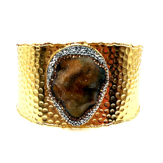 Gemstone Gold Adjustable Cuff Bracelet - Born To Glam