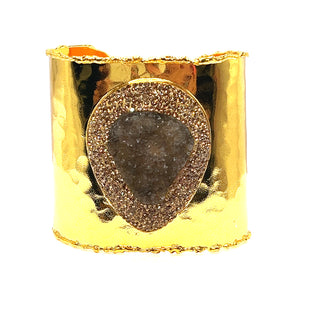 Gemstone Gold Adjustable Statement Cuff Bracelet - Born To Glam