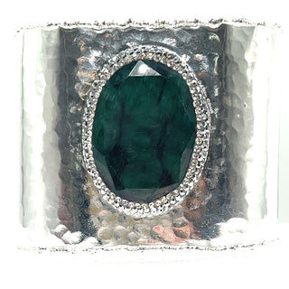 Gemstone Silver Adjustable Statement Cuff Bracelet - Born To Glam