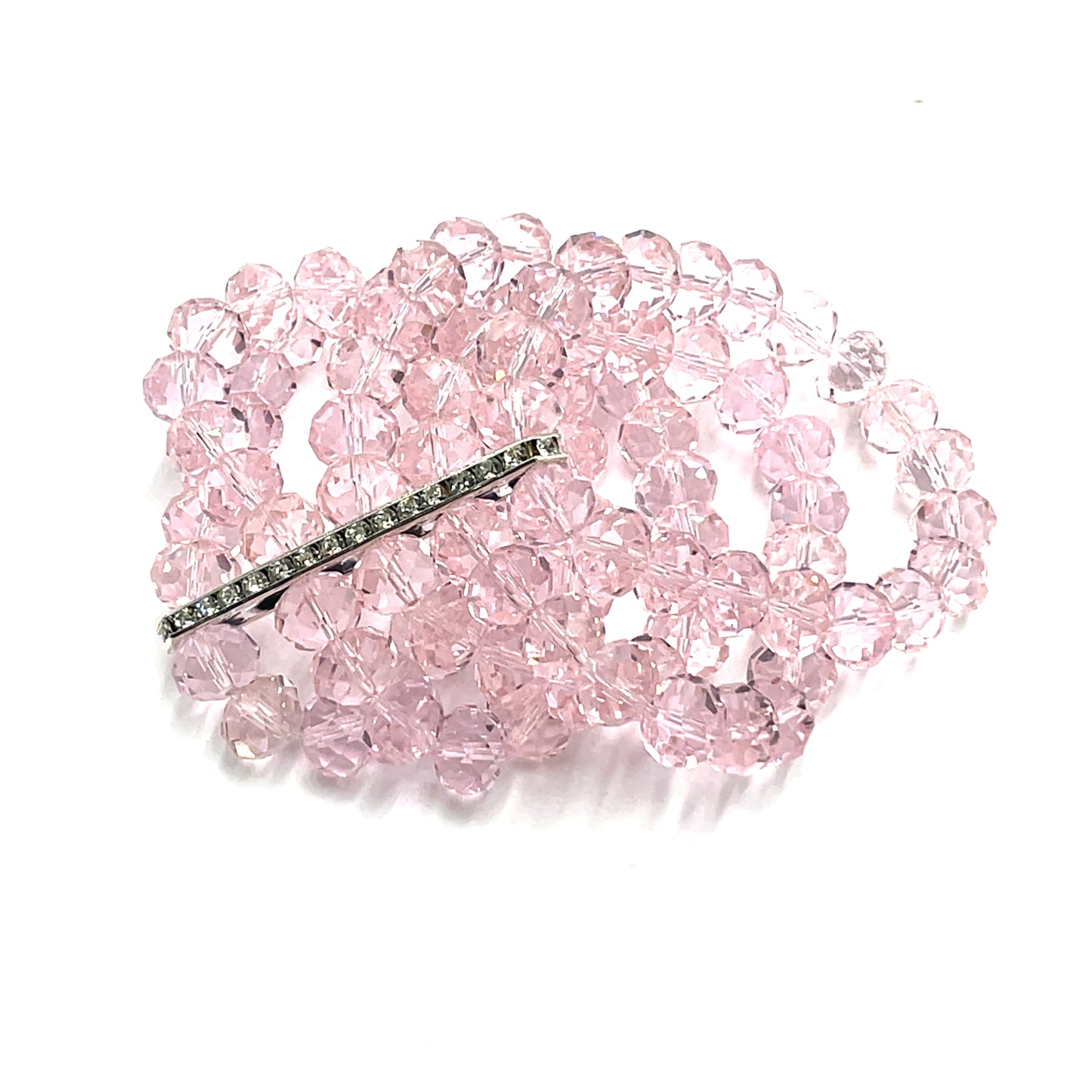 Light Pink Crystal Rondelle Statement Bracelet