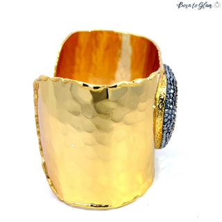 Gemstone Gold Adjustable Cuff Bracelet - Born To Glam