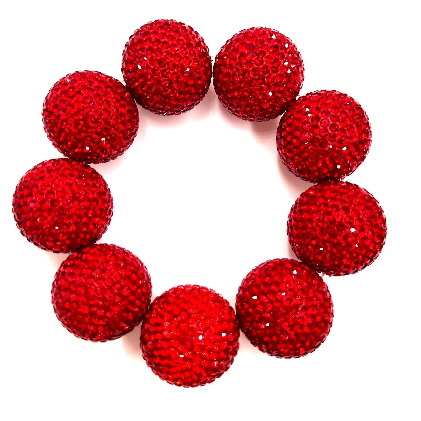 Red Crystal Sphere Stretch Bracelet