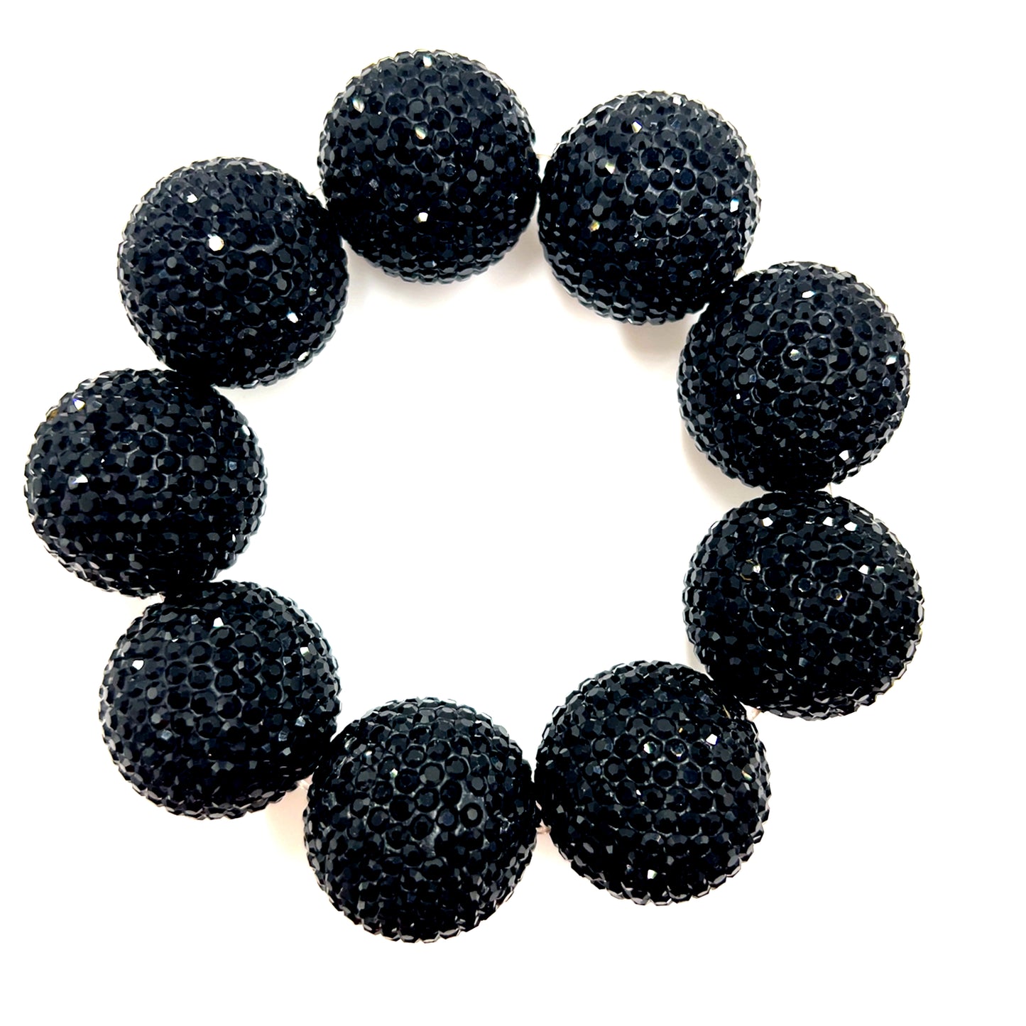 Black Crystal Sphere Stretch Bracelet