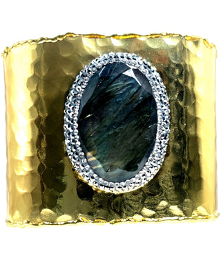 Gemstone Gold Adjustable Statement Cuff Bracelet - Born To Glam