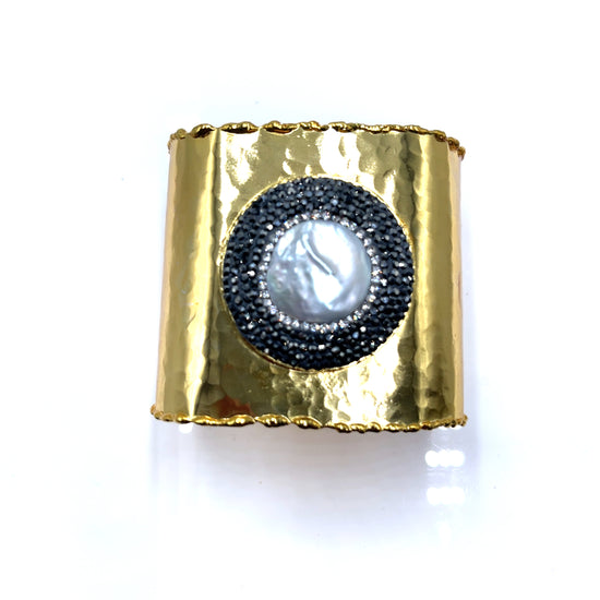 Gemstone Gold Adjustable Statement Cuff Bracelet - Born To Glam