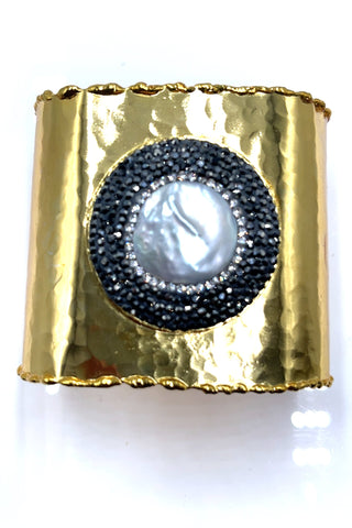 Gemstone Gold Adjustable Statement Cuff Bracelet - Born To Glam