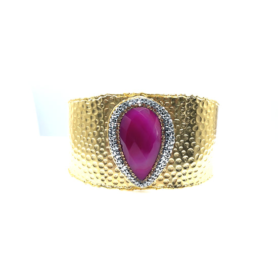 Gemstone Gold Adjustable Cuff Bracelet - Born To Glam