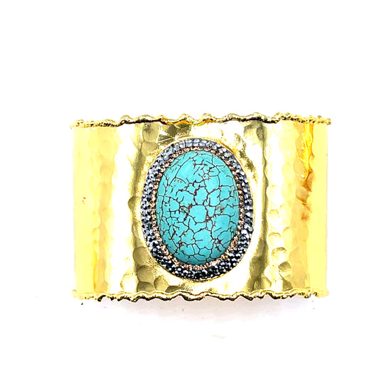 Gemstone Gold Adjustable Statement Cuff Bracelet - Born To Glam