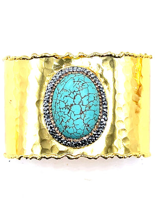 Gemstone Gold Adjustable Statement Cuff Bracelet - Born To Glam