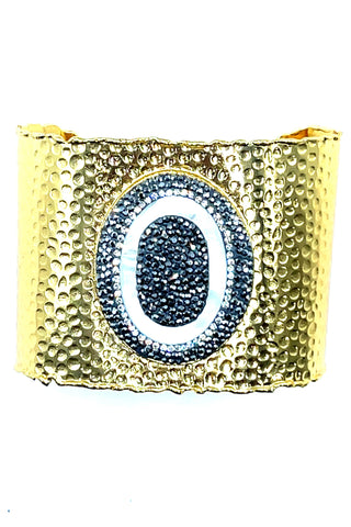 Gemstone Gold Adjustable Statement Cuff Bracelet - Born To Glam