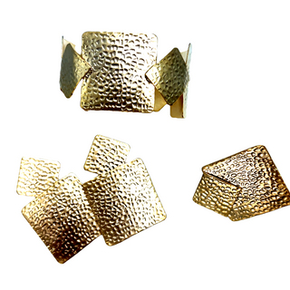 Square Brass Gold Bracelet & Earring Set - Born To Glam