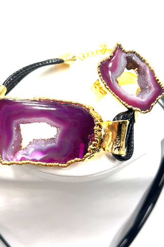 Agate Gemstone Necklace & Bracelet Set - Born To Glam