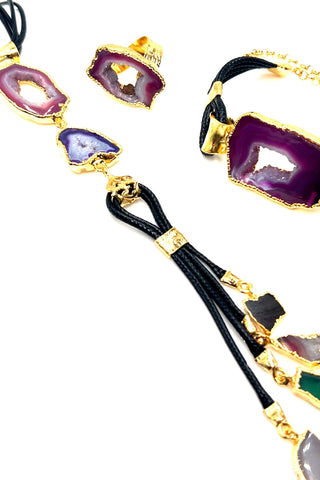 Agate Gemstone Necklace & Bracelet Set - Born To Glam